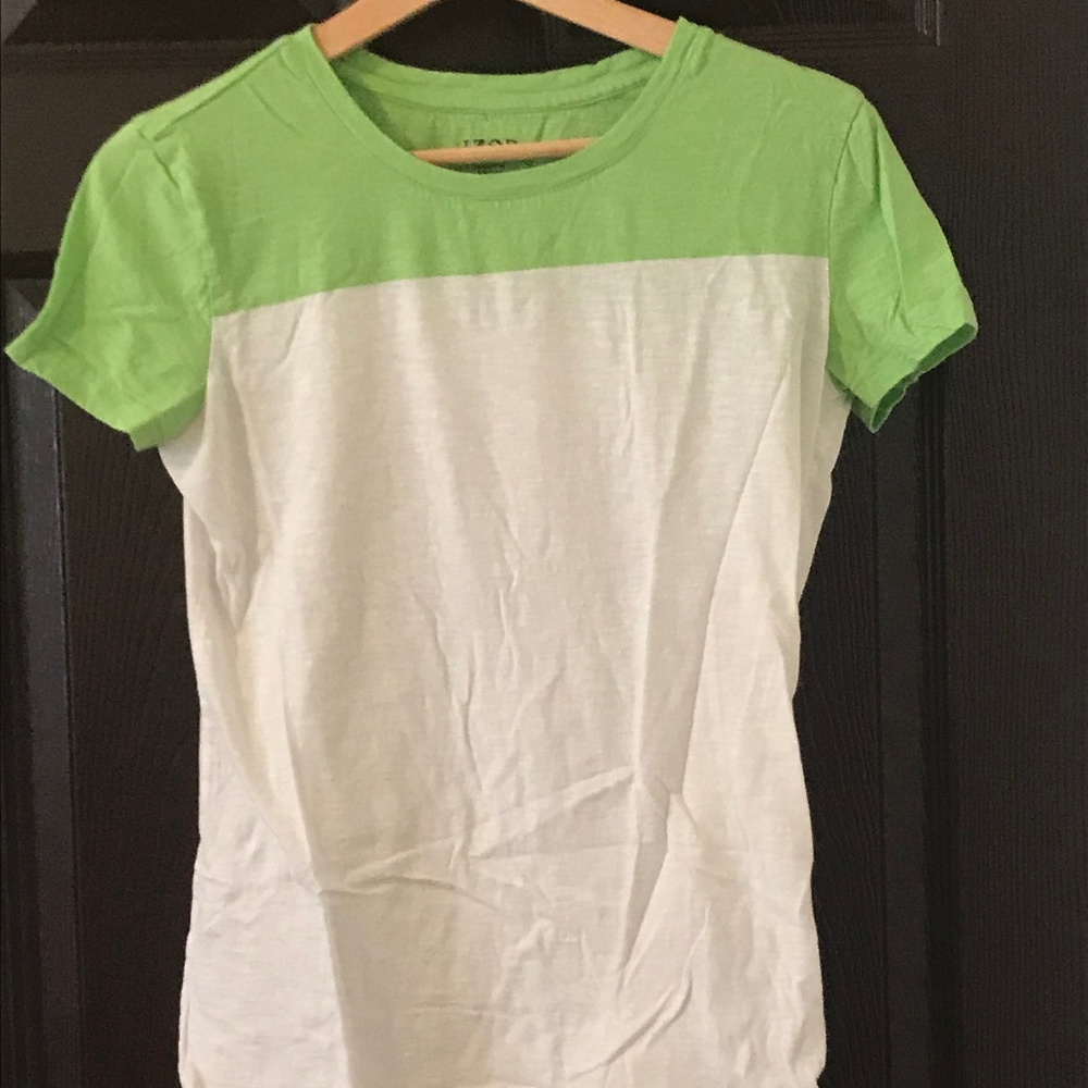 Crew neck Izod white and green t-shirt